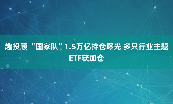 趣投顾 “国家队”1.5万亿持仓曝光 多只行业主题ETF获加仓